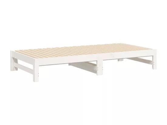Lit coulissant Blanc 2x(75x190) cm Bois de pin massif