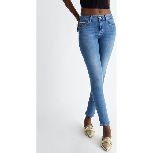 Liu Jo - Vaqueros pitillo Bottom Up de talle alto Azul