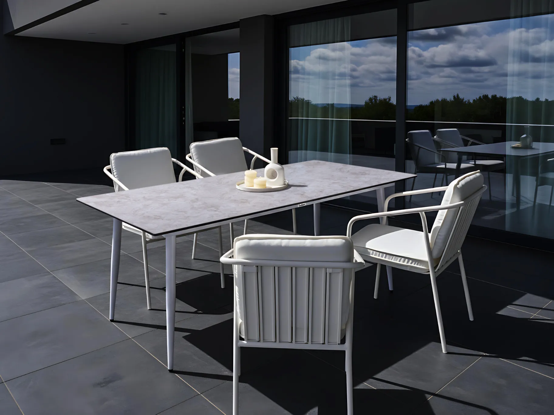 Tuin eettafel TOLENTINO 180 cm 90 cm Steeneffect Lichtgrijs