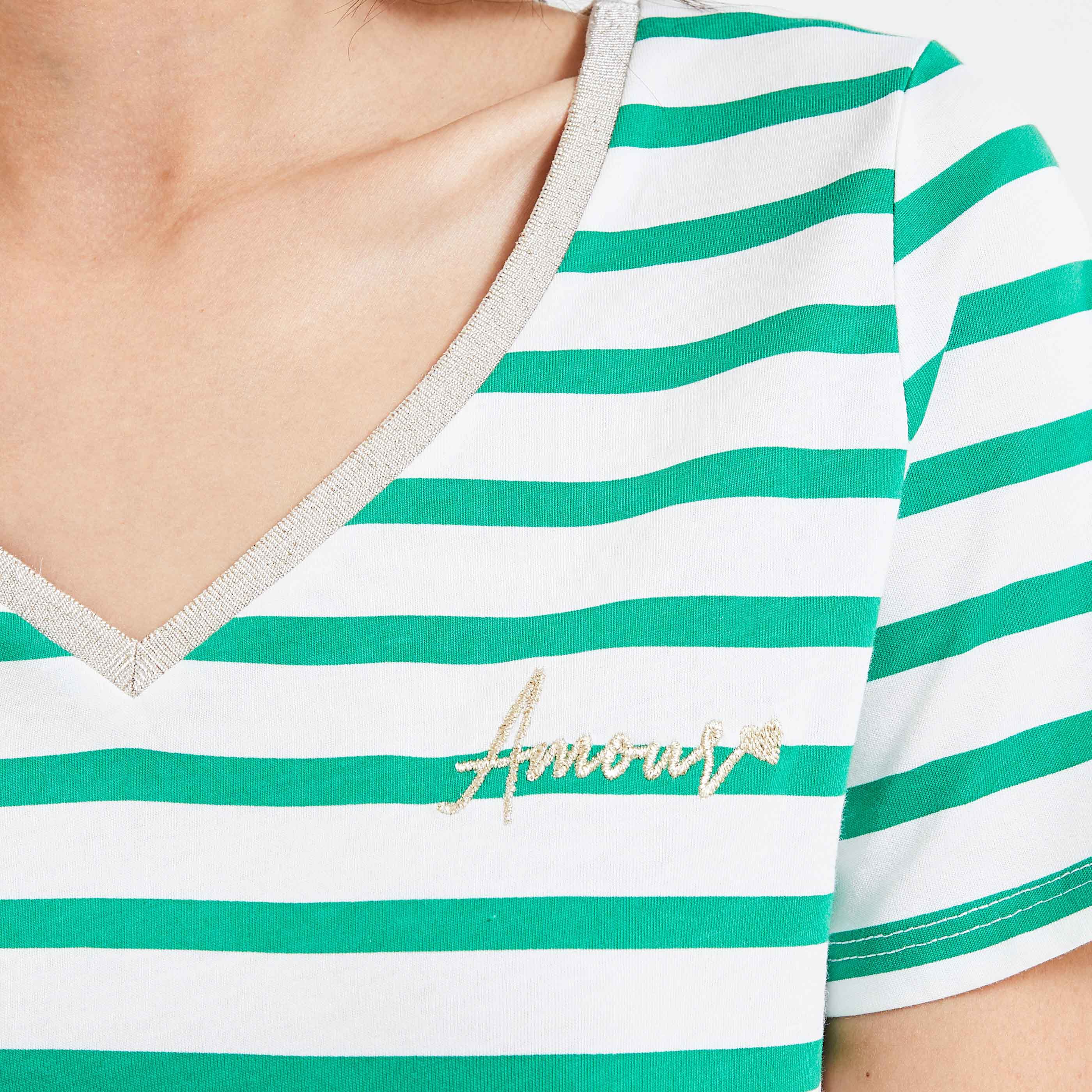 Tshirt rayé femme - VERT