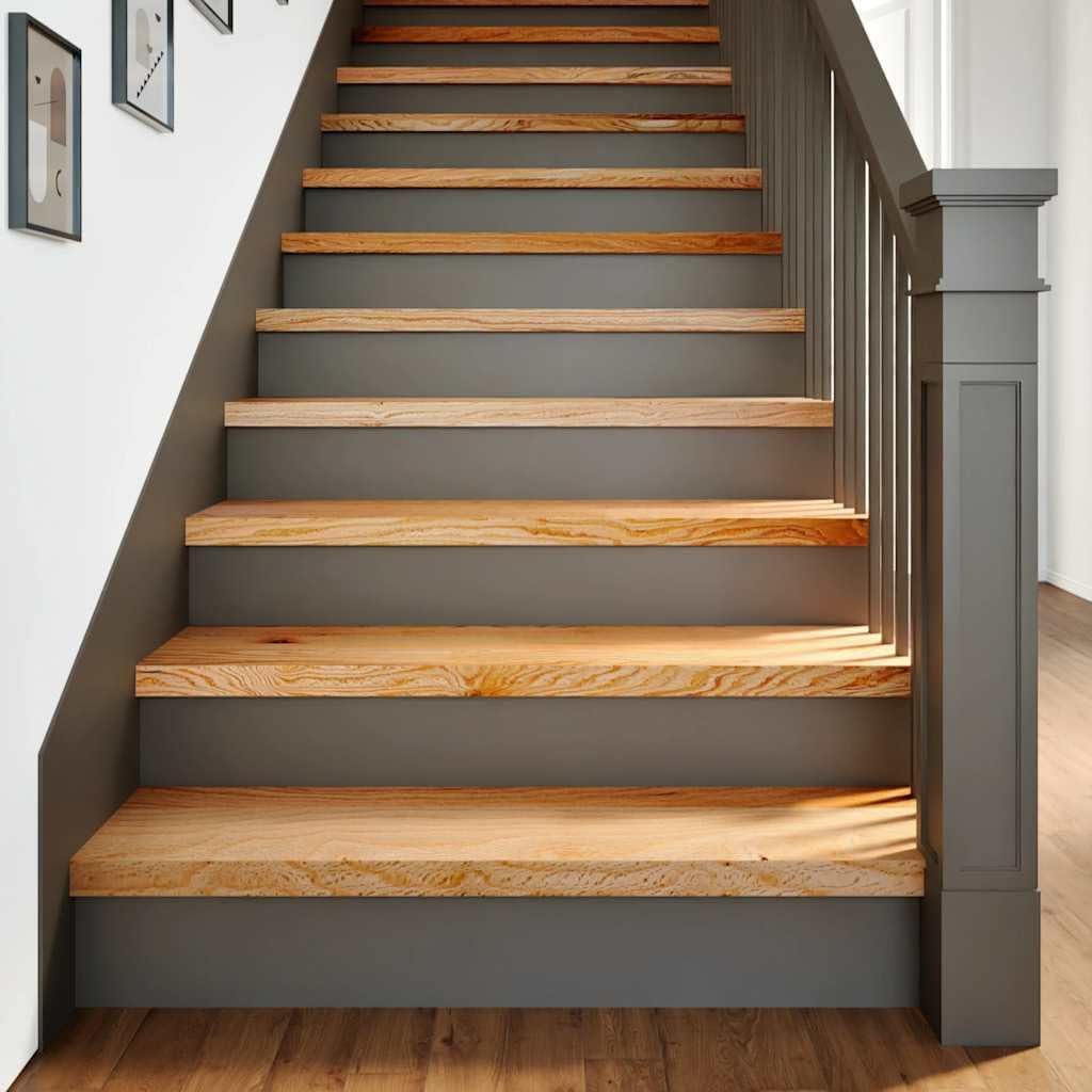 vidaXL Treppenstufen 12 STK. Hellbraun 90x25x2 cm Massivholz Eiche, Treppenstufe für Holztreppen, Fenstersims