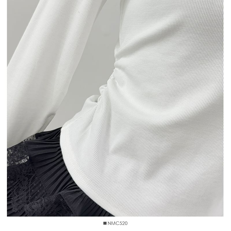 Lemongrass - T-shirt met lange mouwen en gerimpeld cropped patroon