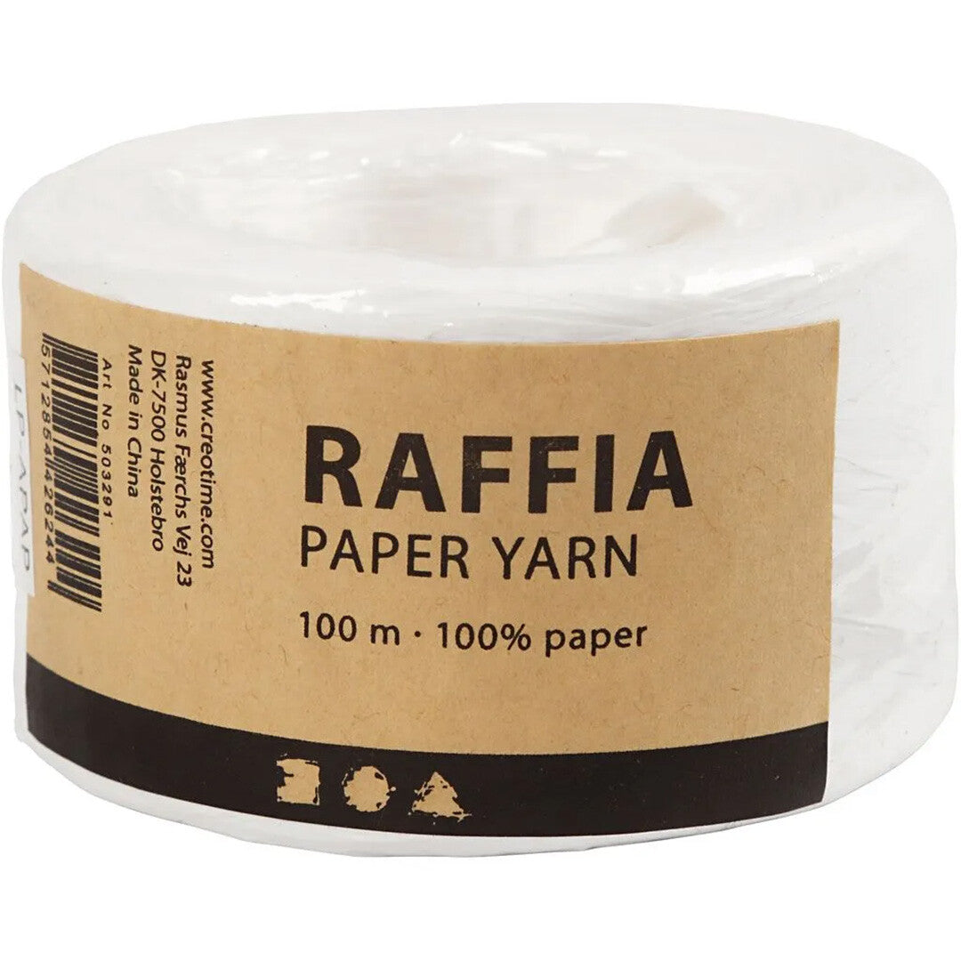 Creativ company rol raffia papiergaren - wit - 100m