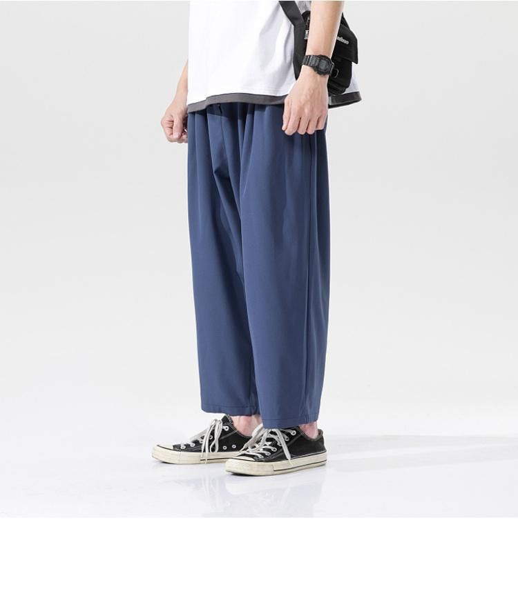 FORSETI - Effen cropped broek met wijde pijpen en trekkoordtaille