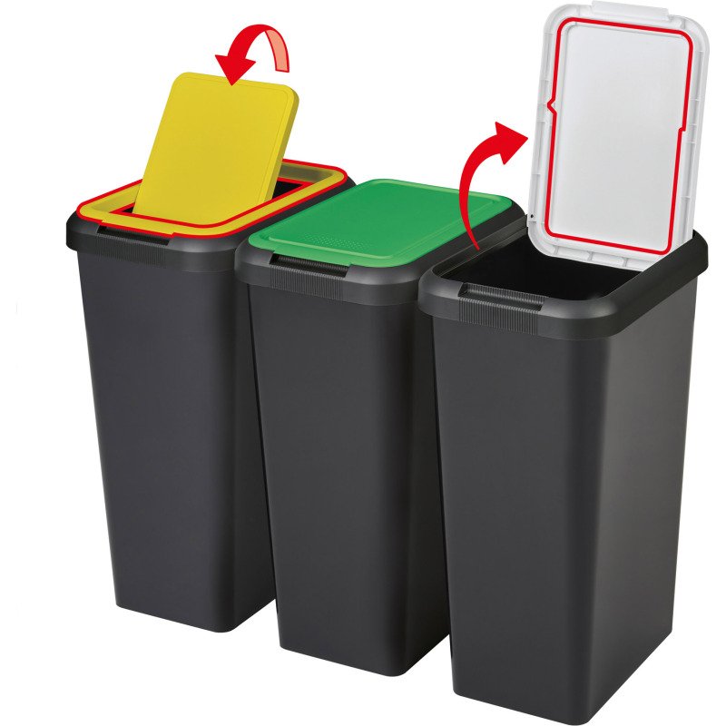 Poubelle Touch & Lift 45 litres tri sélectif CEP