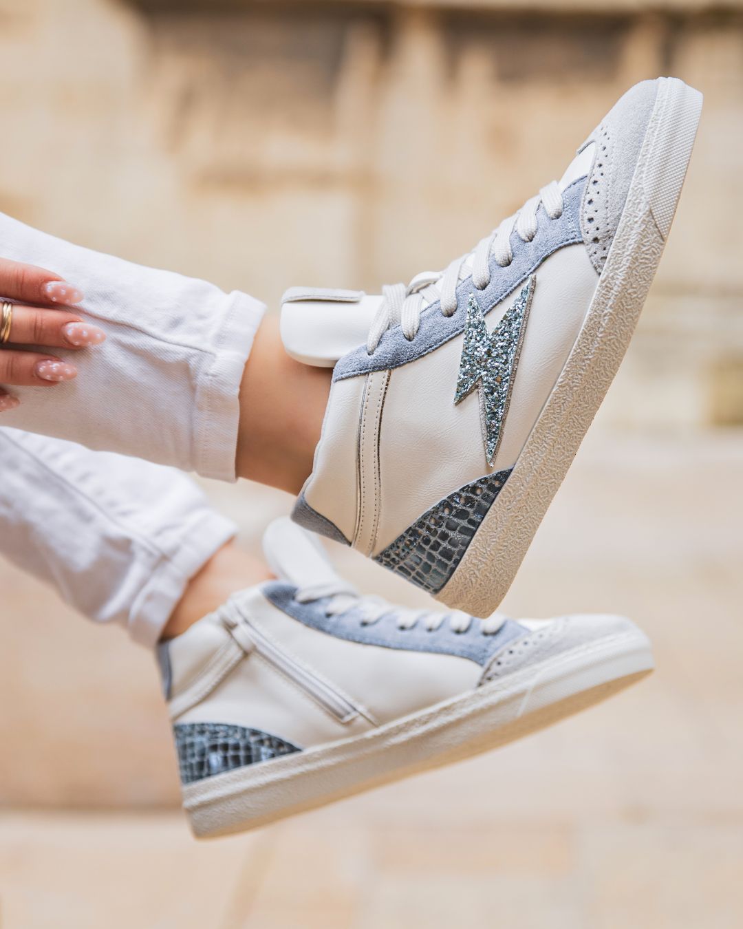 Basket femme écair bleue jeans montante - Romane