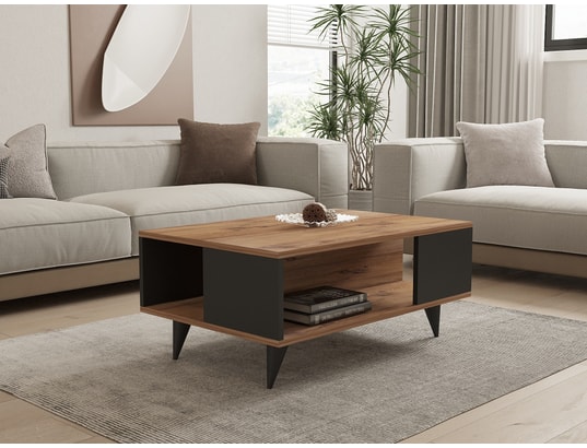 CONCEPT1 - Table basse Yuka noyer noir 90 x 60 x h39,5cm