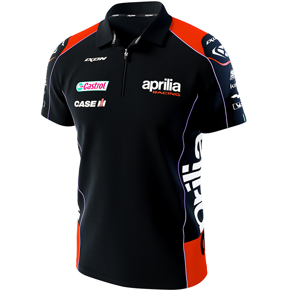 Ixon - Polo Aprilia 23 Noir / Rouge fluo