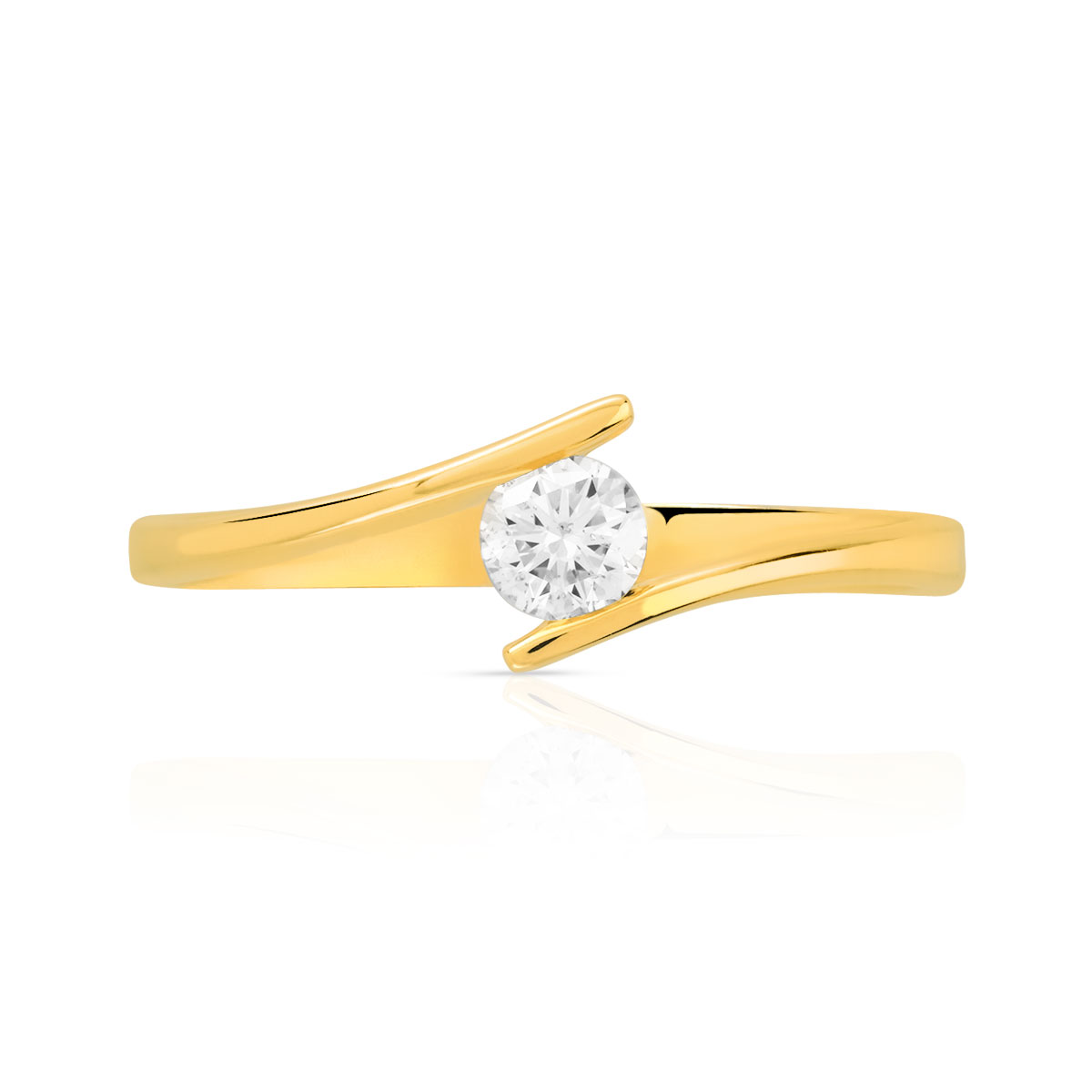 Solitaire or jaune 750 diamant synthétique 0.20 carat