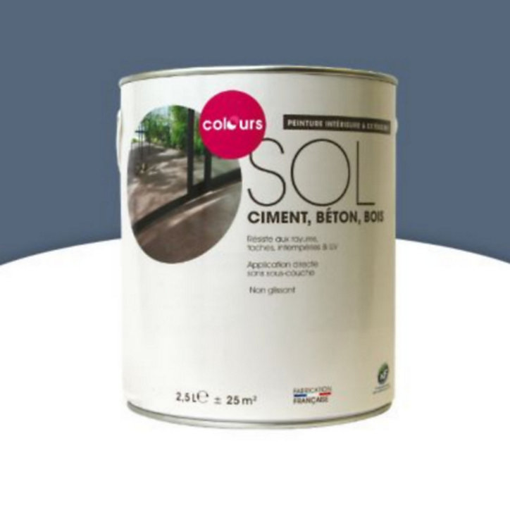 Peinture extérieure et intérieure sol Colours bleu nordique satin 2,5L
