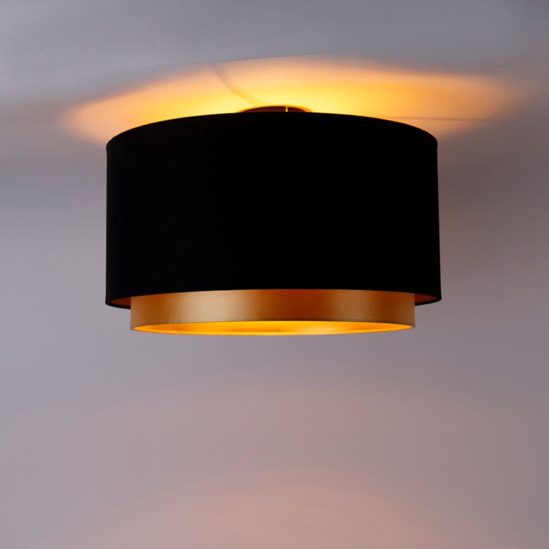 Moderne plafondlamp zwart met goud 47 cm duo kap - Combi