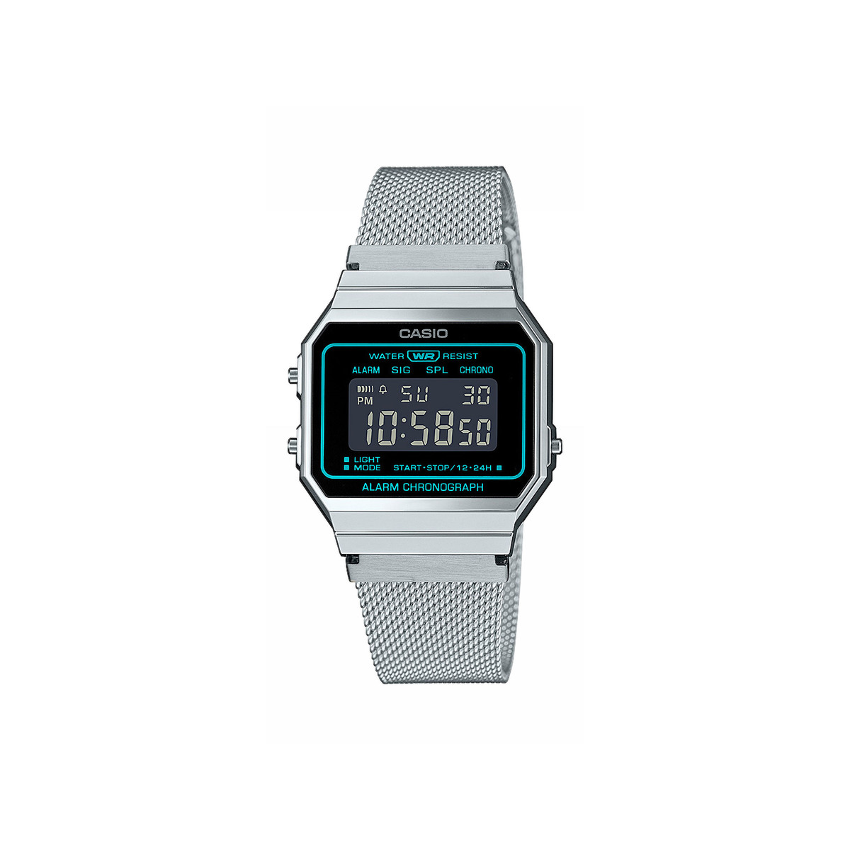 Montre CASIO vintage iconic homme bracelet acier argent