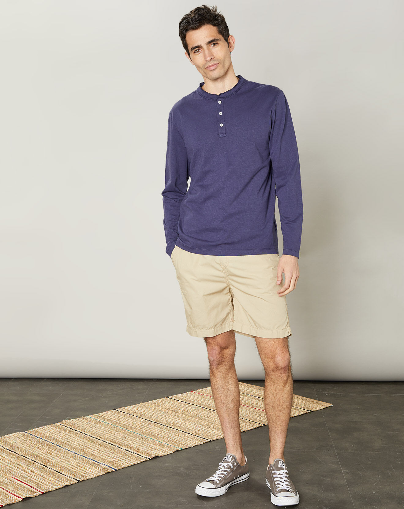 Hartford T-Shirt Henley bleu