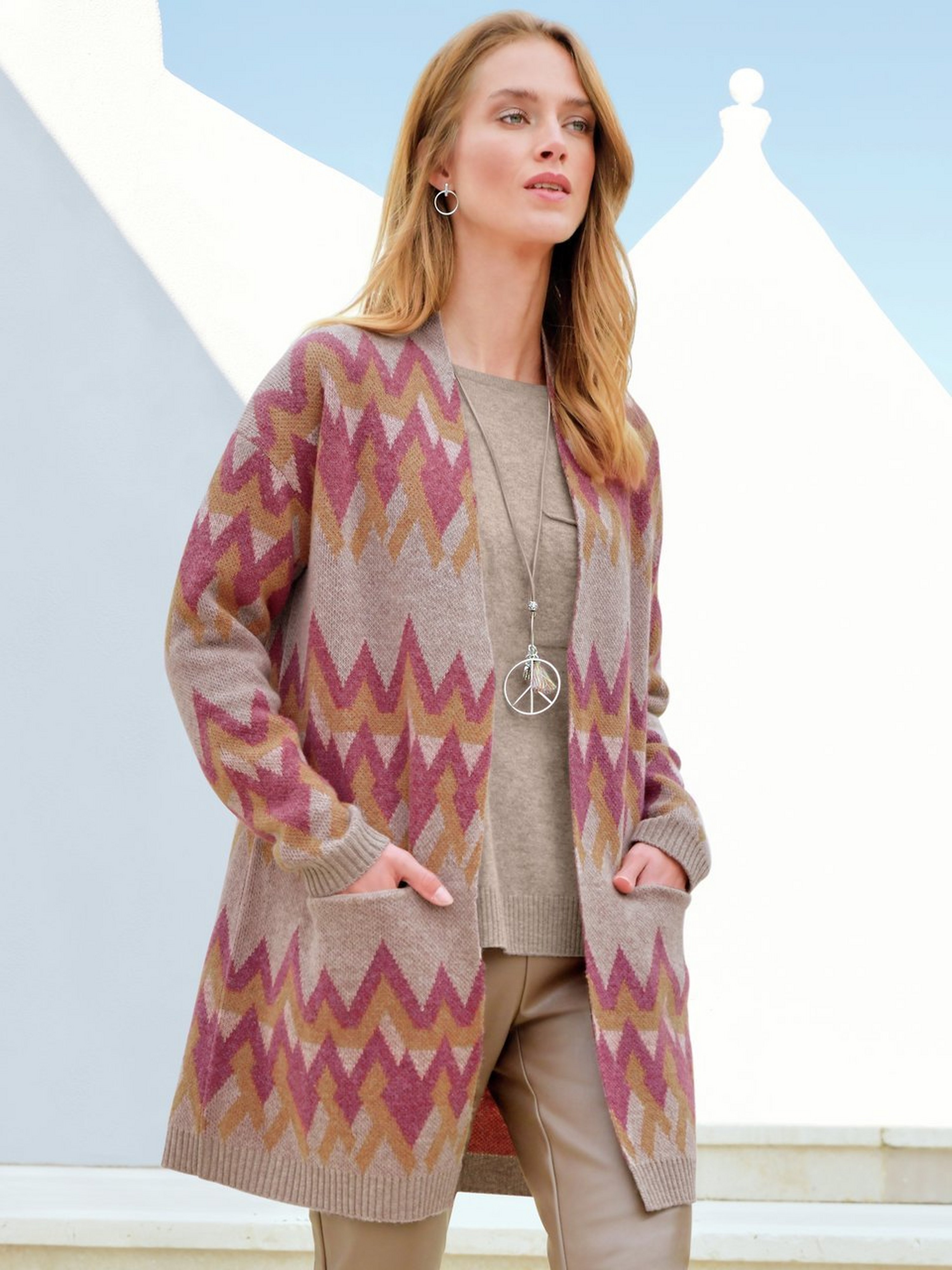 Long-Strickjacke