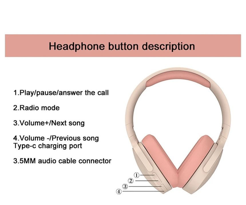 HOMTEC - Oplaadbare Bluetooth-hoofdtelefoon