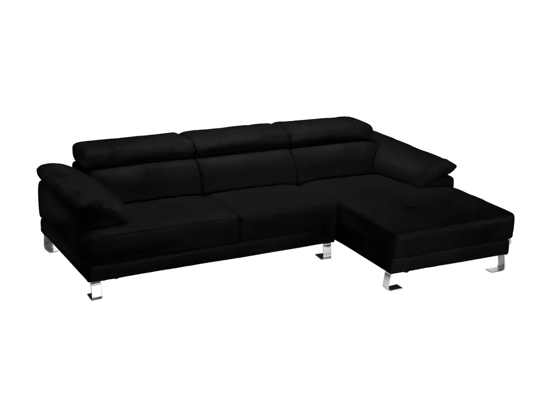 Canapé d'angle droit en cuir premium noir EXCELSIORA