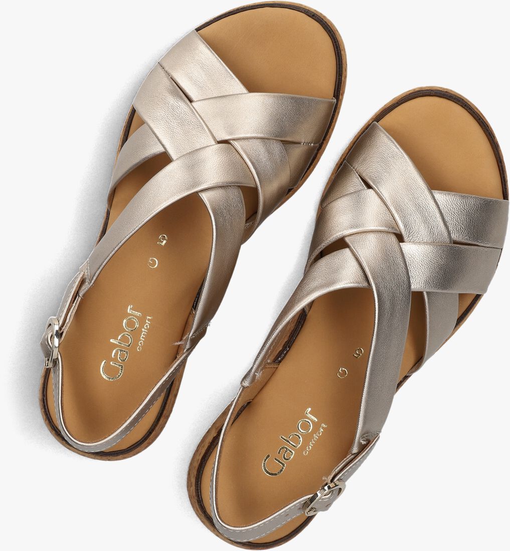 goudkleurig gabor platte sandalen 823.1