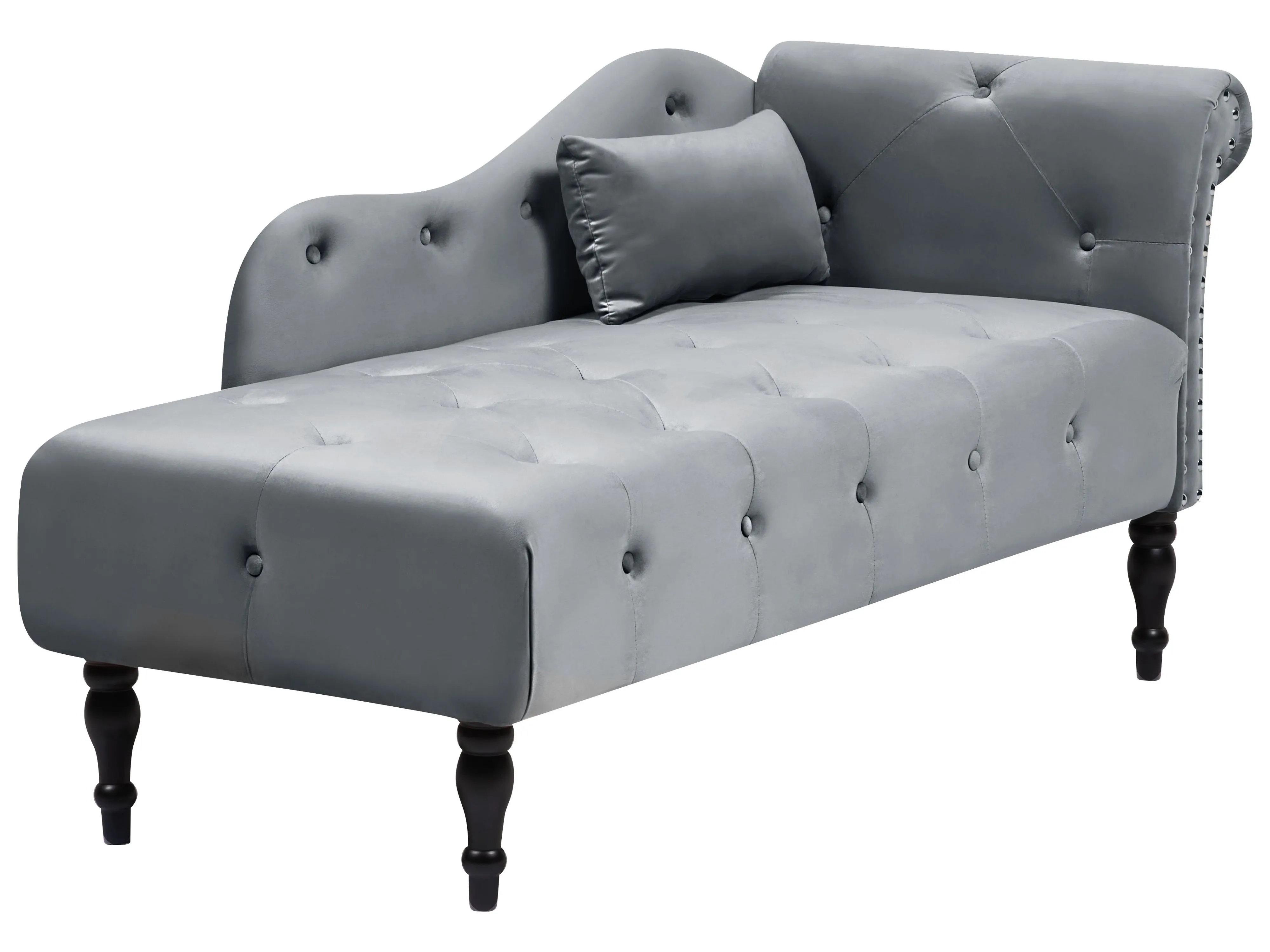 Rechtszijdige chaise longue IVRY Fluweel Grijs