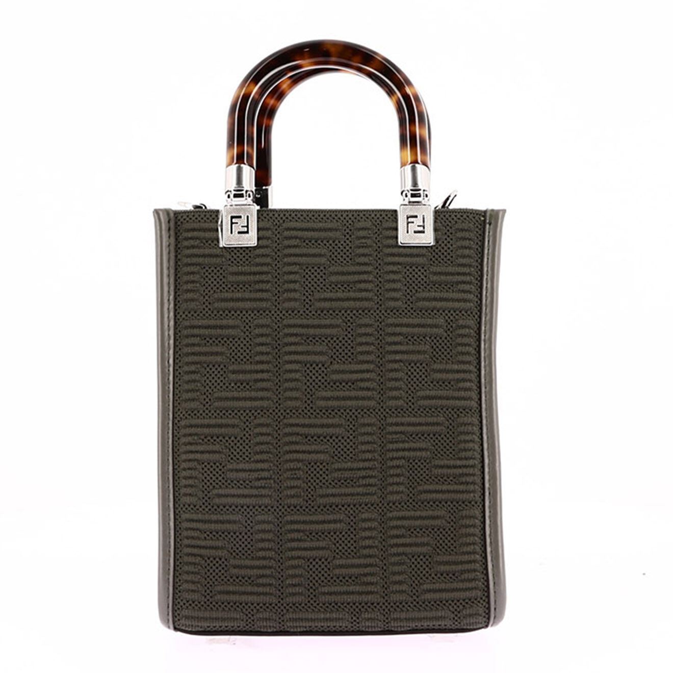 Fendi Sac bandoulière Mini Cabas Sunshine en Toile kaki - Neuf avec étiquette - L.13 cm