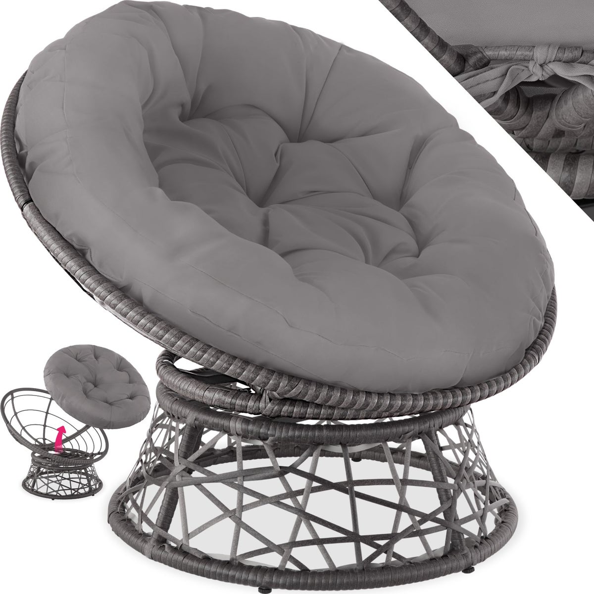 Rotan fauteuil tectake Gargano draaibaar 92 x 80 x 80,5 cm