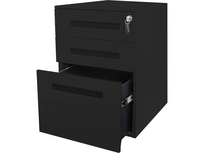 Contini Hängemappenwagen 50 x 39 x 61 cm, Schwarz Rollcontainer