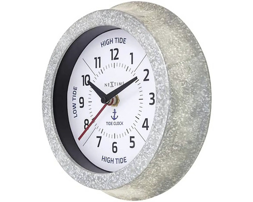 Wandklok, getijdenklok, metaal, wit, Ø 22 cm