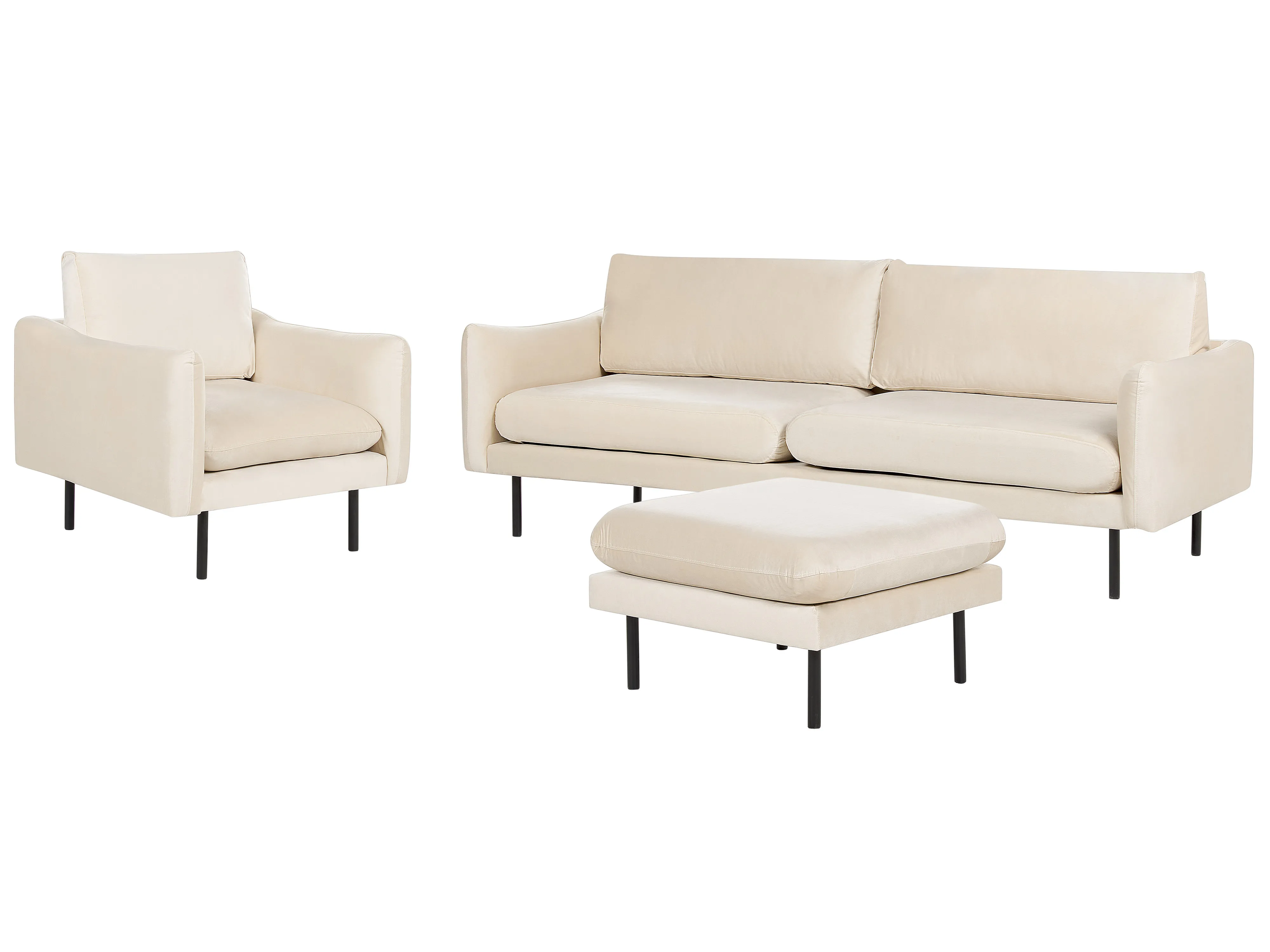 Bankenset 5-zits VINTERBRO Fluweel Lichtbeige met ottomaan