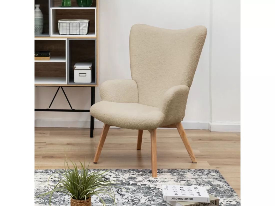 SVITA OLAV fauteuil à oreilles chaise de relaxation accoudoir dossier haut moderne noir