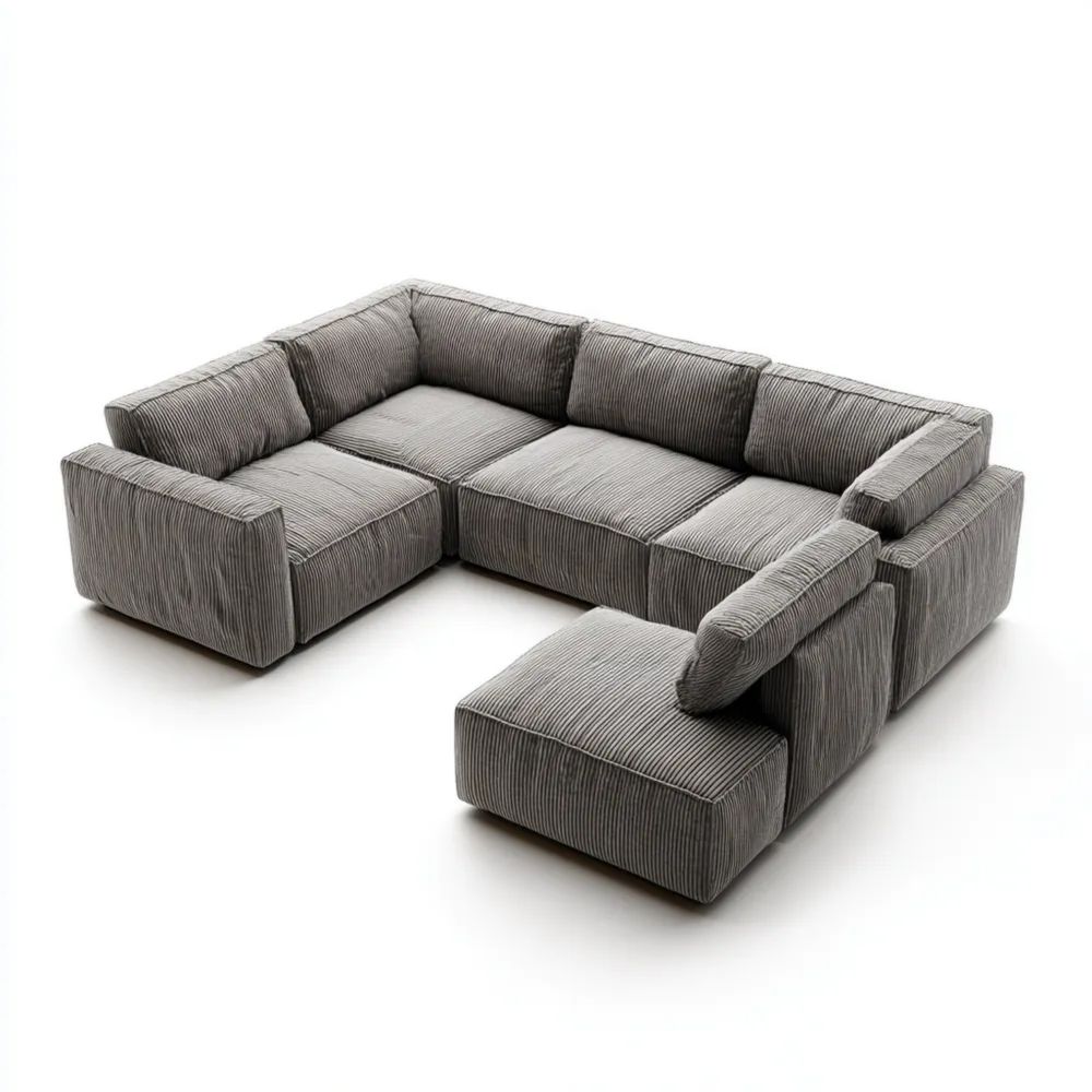 Modernes Ecksofa 300x240x80 cm aus Stoff – Grau