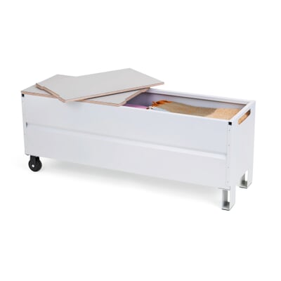 Truhe und Sitzbank CMB, RAL 7035 Lichtgrau