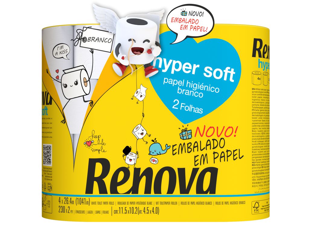 PAPEL RENOVA HIGIÉNICO 2 FOLHAS HYPER SOFT 4ROLOS
