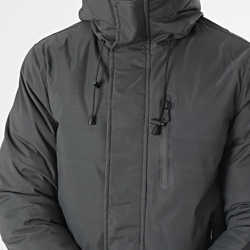 Parka Capuche Longue Gris Anthracite