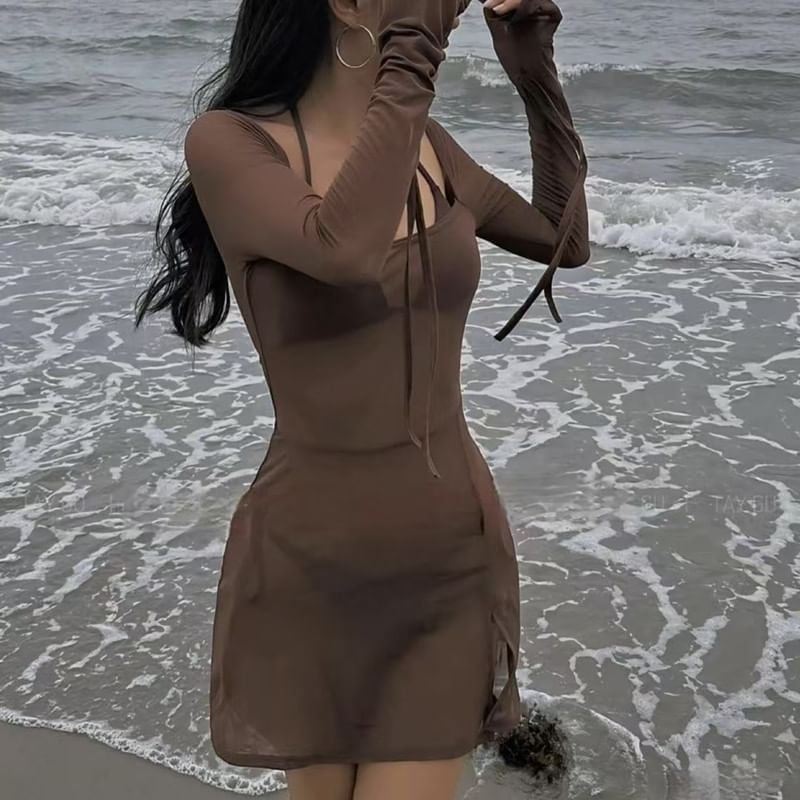 Oceanid - Set: Effen bikini + omslagjurk