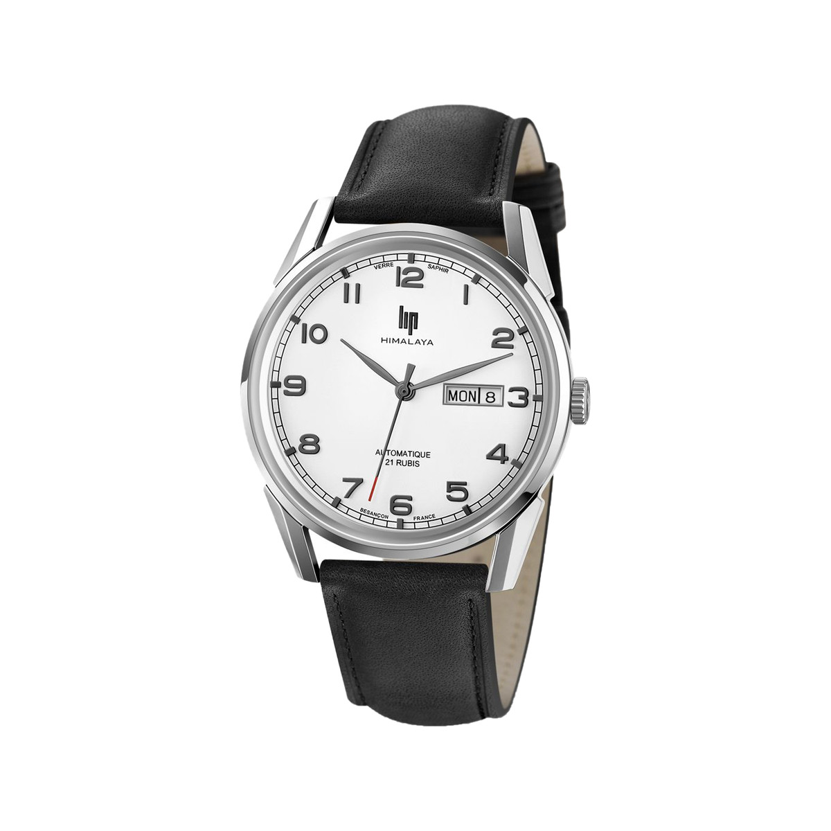 Montre Lip mixte automatique acier cuir noir