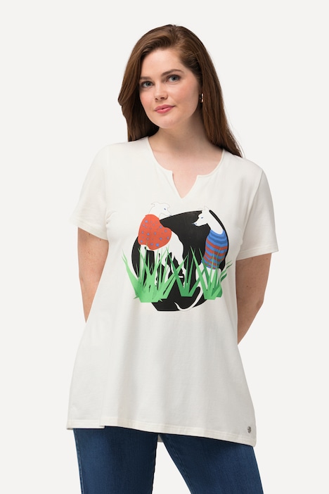 T-Shirt, Wildhund, A-Linie, Tunika-Ausschnitt, Halbarm