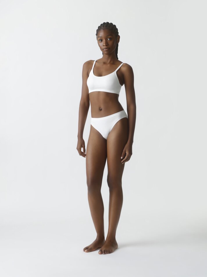 Conjunto com 2 sutiãs canelados sem costura - Branco