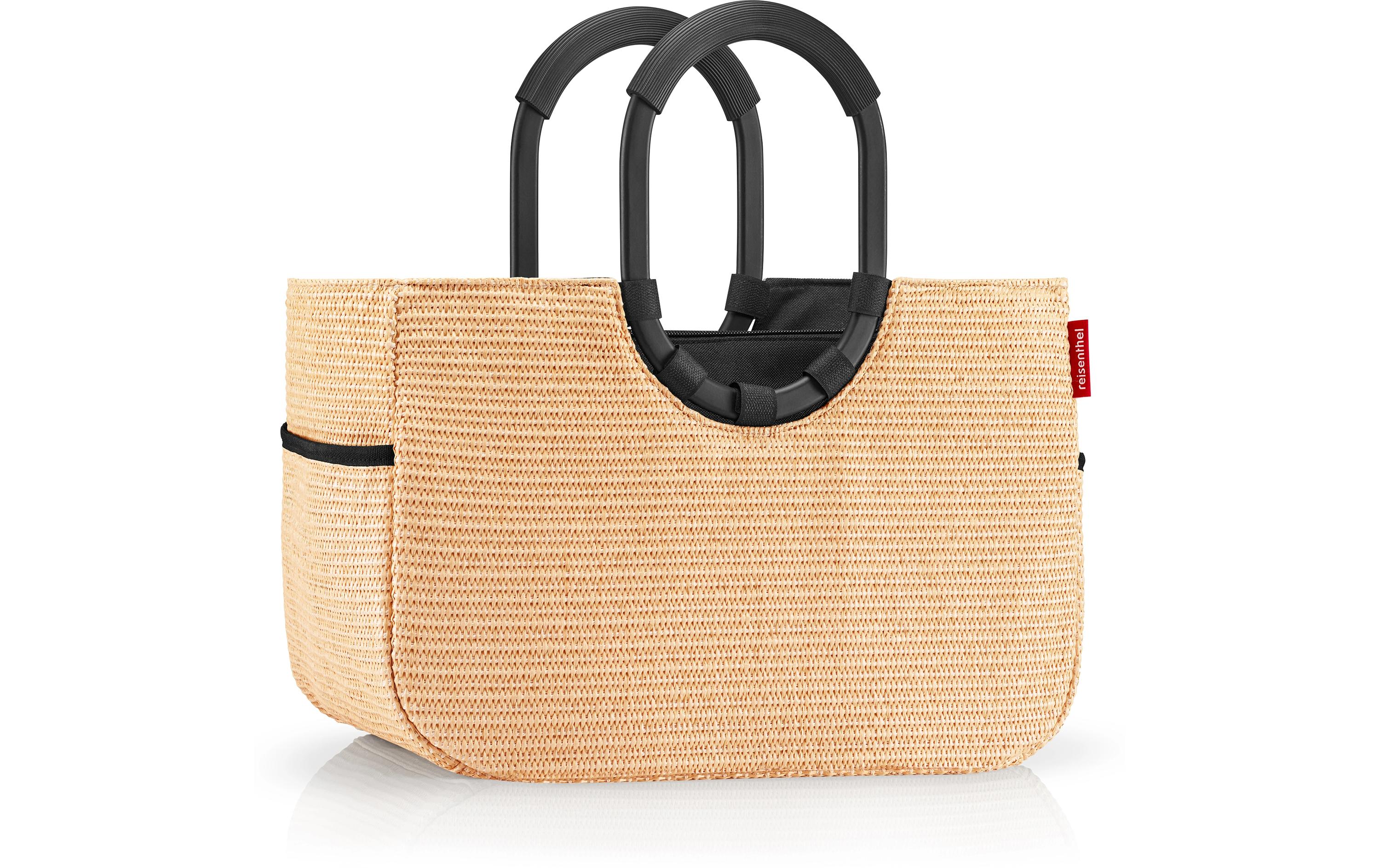 Einkaufskorb loopshopper M Frame Raffia blackElegante Einkaufstasche