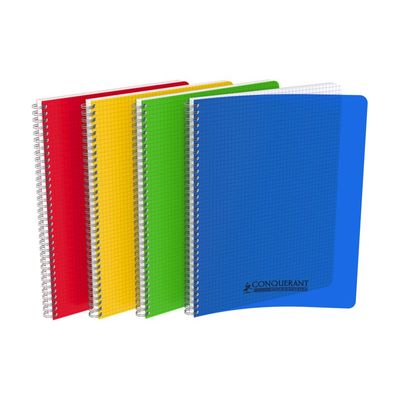 Conquérant Classique - Cahier à spirale A4 (21x29,7cm) - 180 pages - petits carreaux (5x5mm) - disponible dans différentes couleurs
