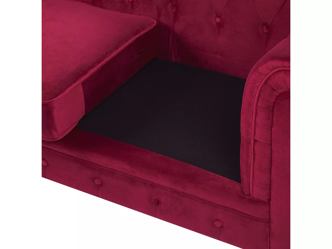 Canapé 3 places en velours rouge foncé CHESTERFIELD