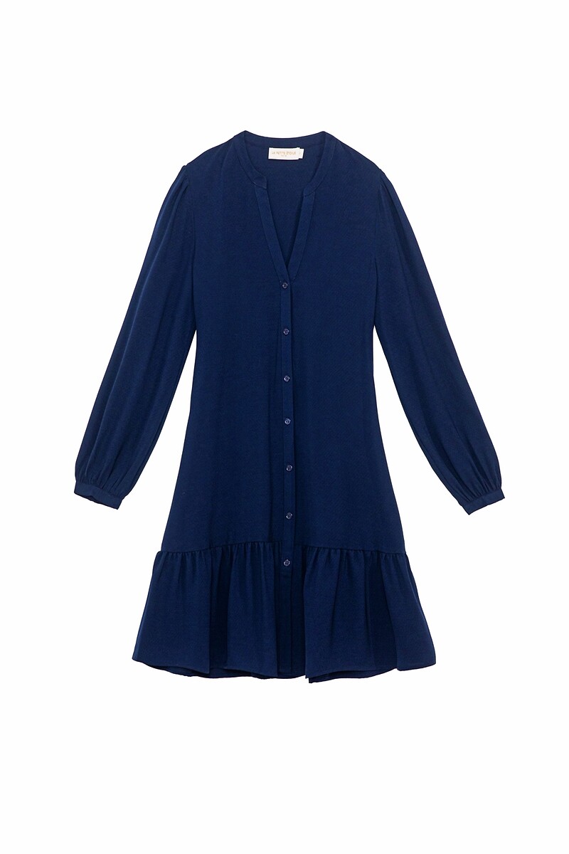 LA PETITE ETOILE<br>Vestido com decote em V, mangas compridas e babados na barra, ROBBIE
