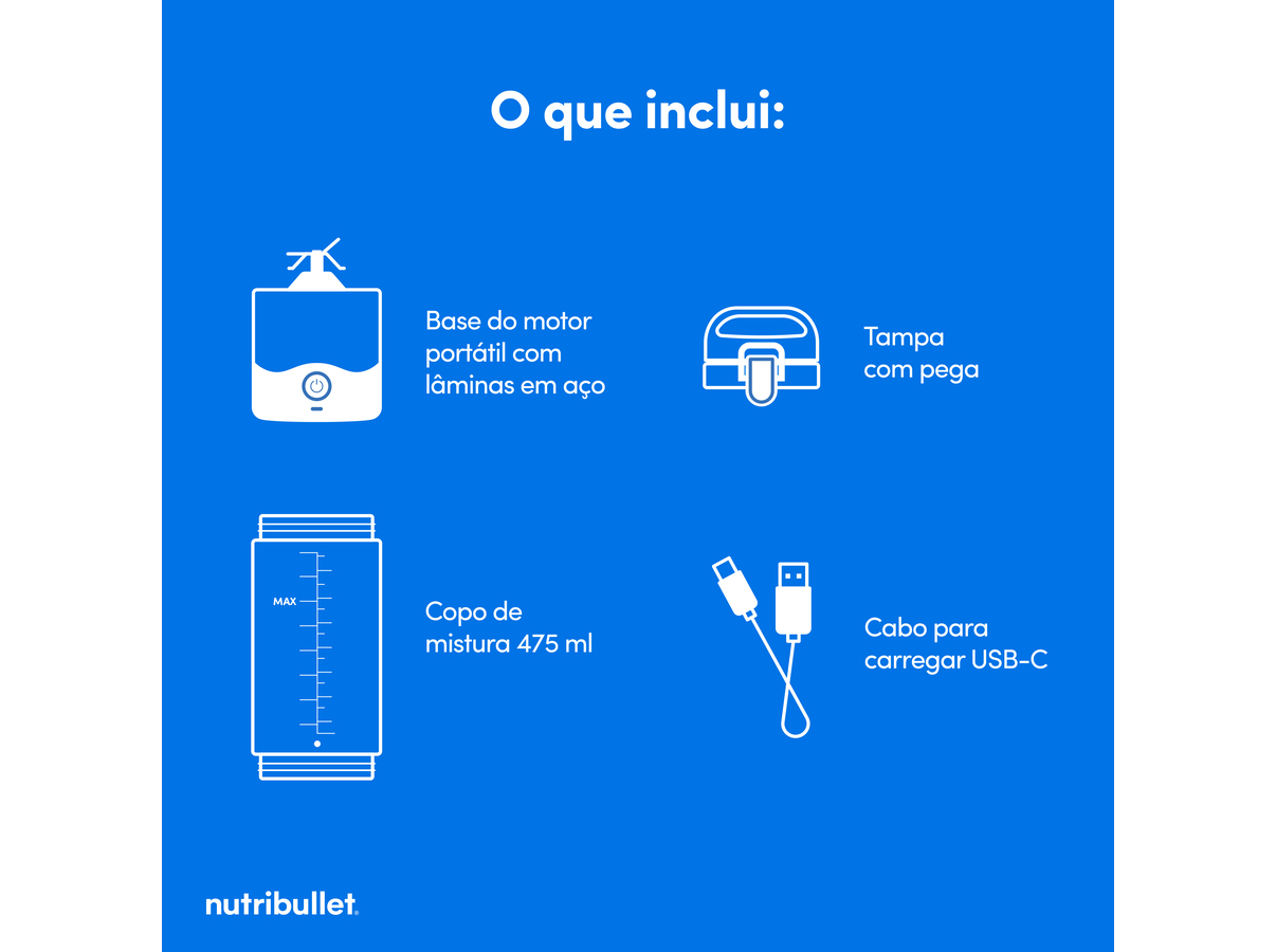 LIQUIDIFICADORA NUTRIBULLET PORTABLE NBP003W BRANCO 475ML