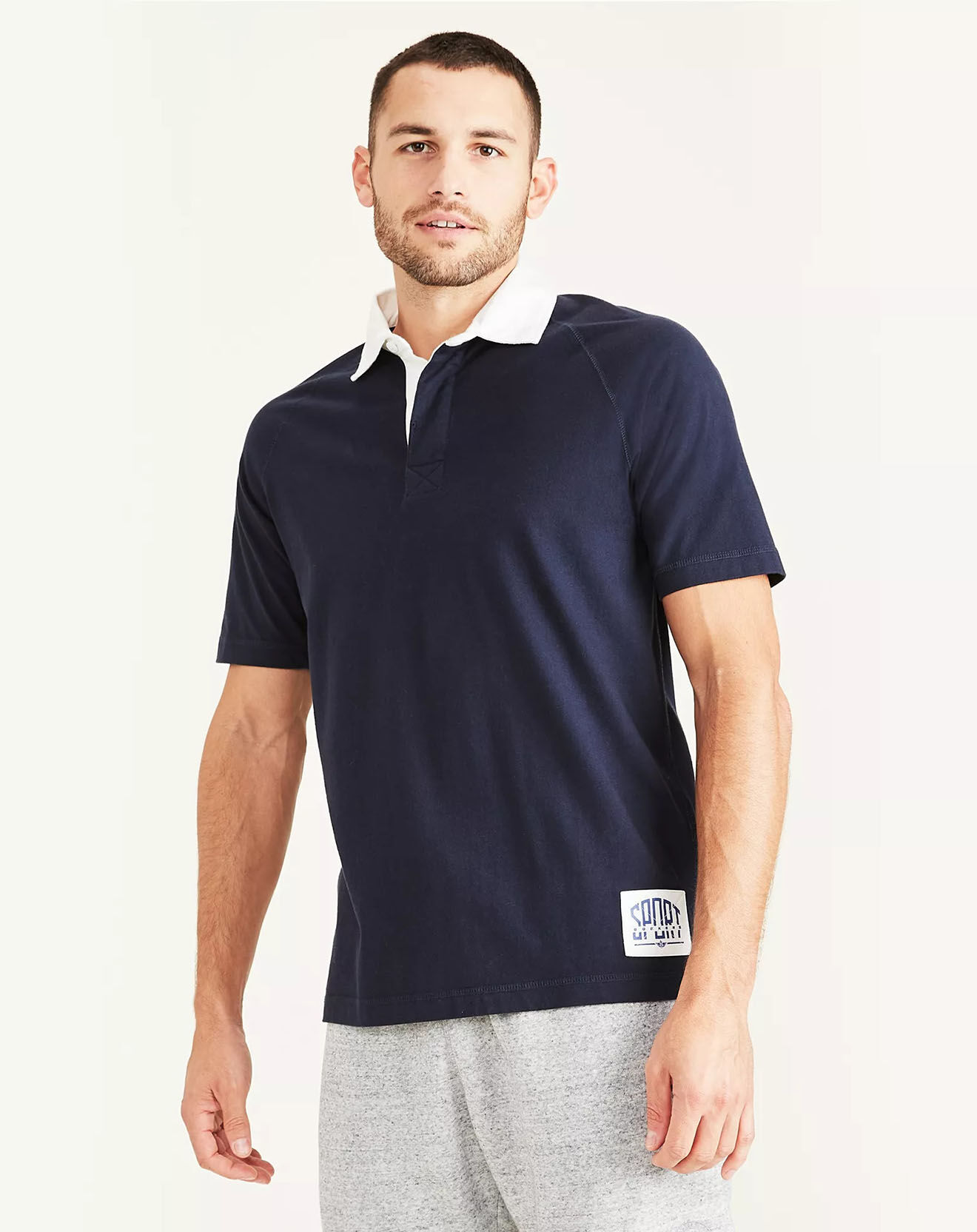 Dockers Polo Manches Courtes Sport Rugby bleu foncé