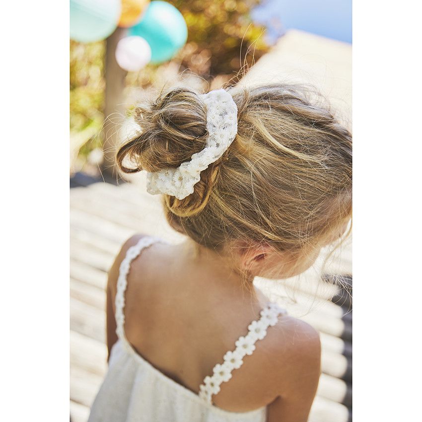 Robe de cérémonie en broderie anglaise pour fille - Blanc