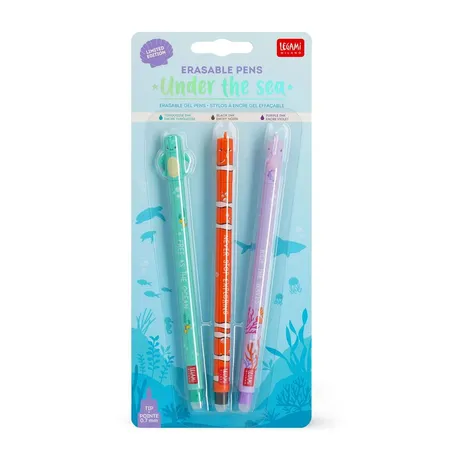 Legami Unterwasser Set mit 3 löschbaren Gelstiften - Erasable Pen