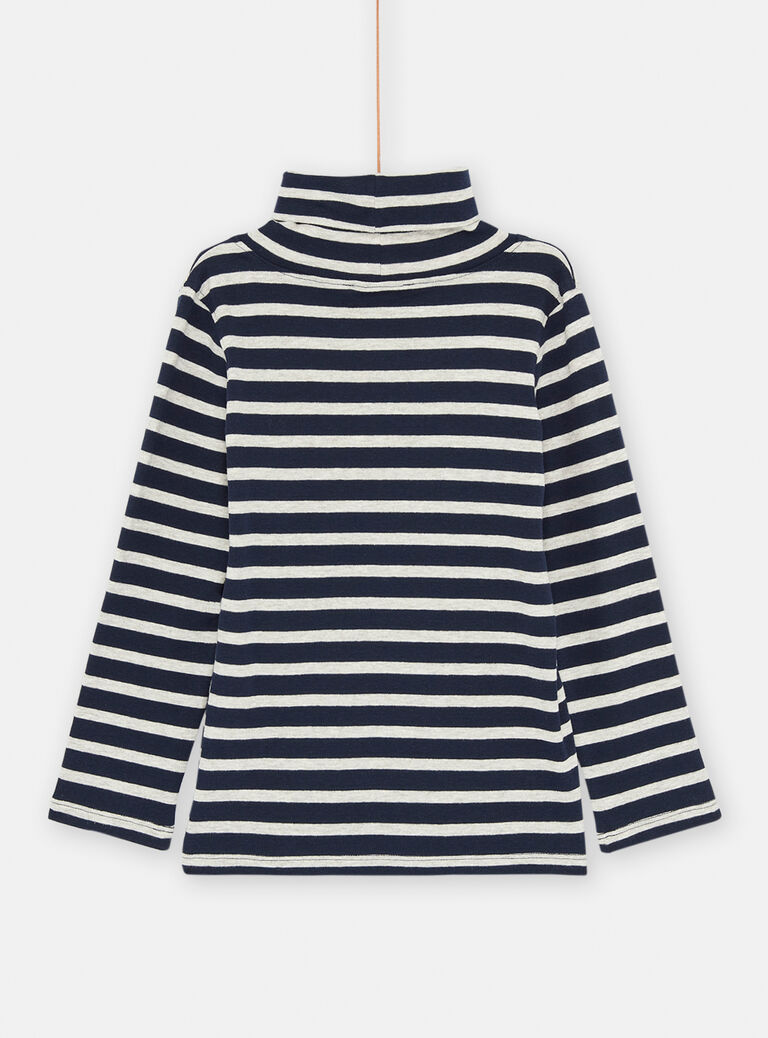 Sous-pull bleu nuit et blanc à imprimé à rayures pour garçon