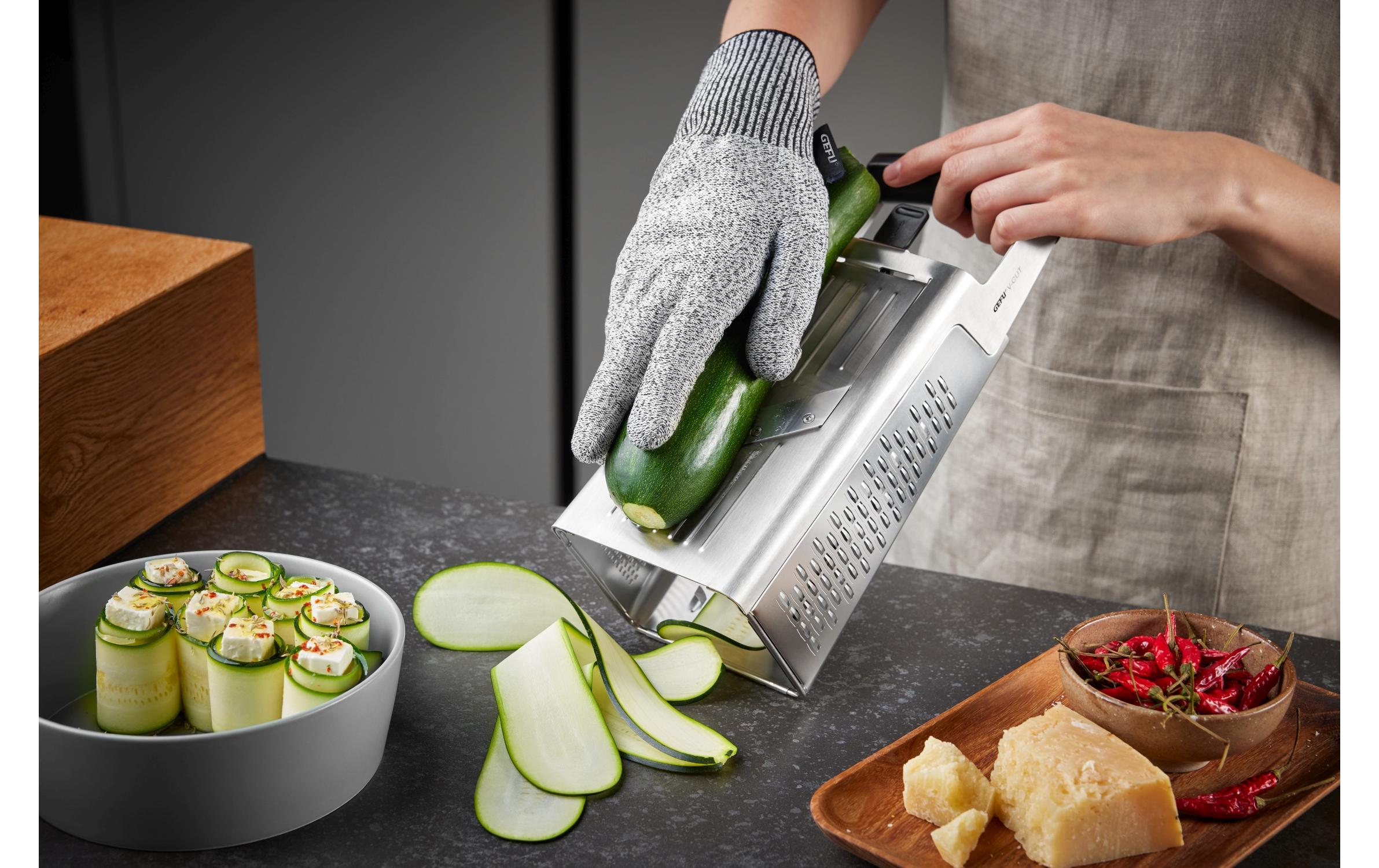 Küchenreibe V-Cut SilberVierkantreibe mit verstellbarem Hobel