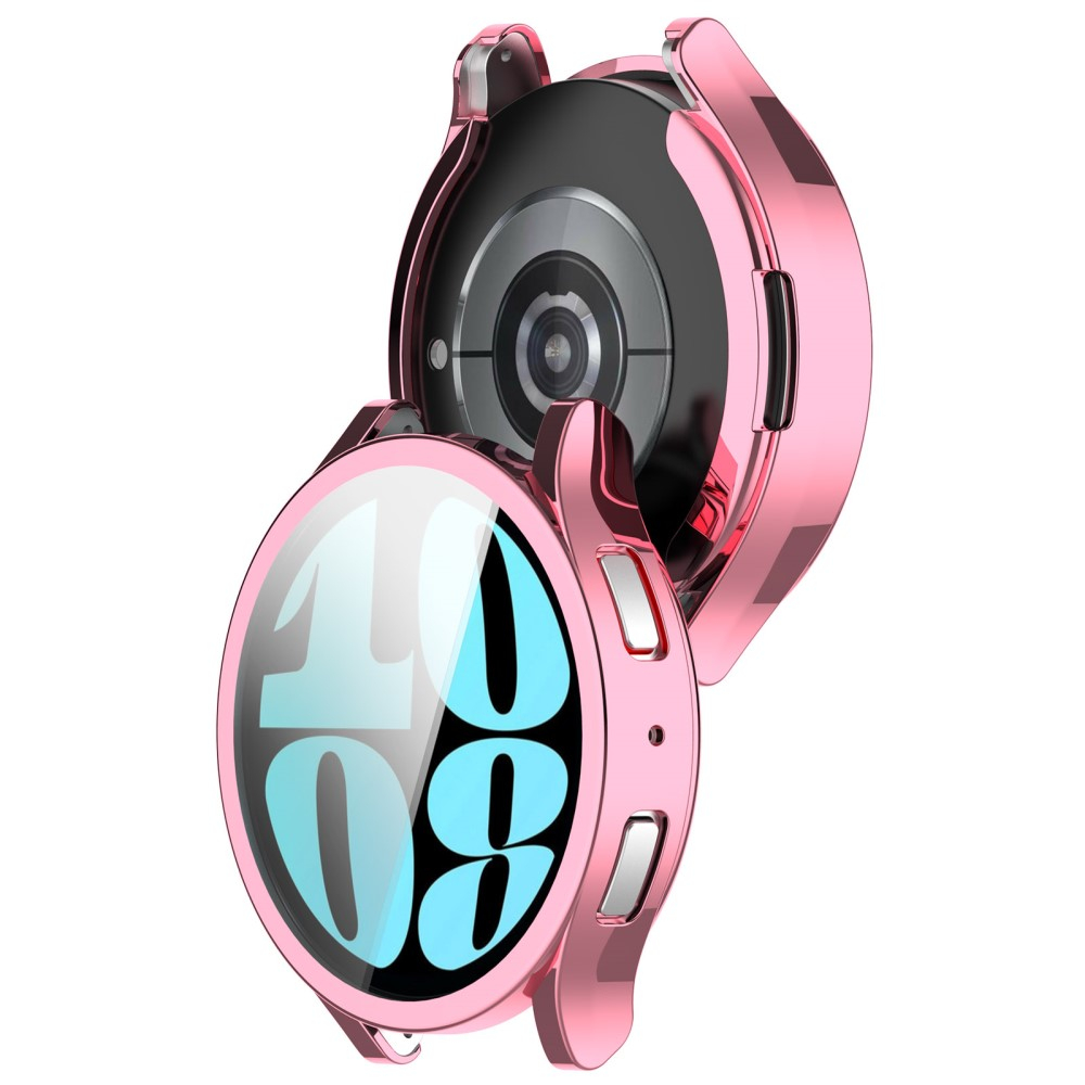 Samsung Galaxy Watch 6 (40mm) Galvanisierte Gummi Bumper Hülle mit Schutzfolie - Pink