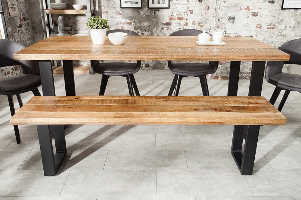 Design Sitzbank IRON CRAFT 170cm Mangoholz Eisen Industrial Design