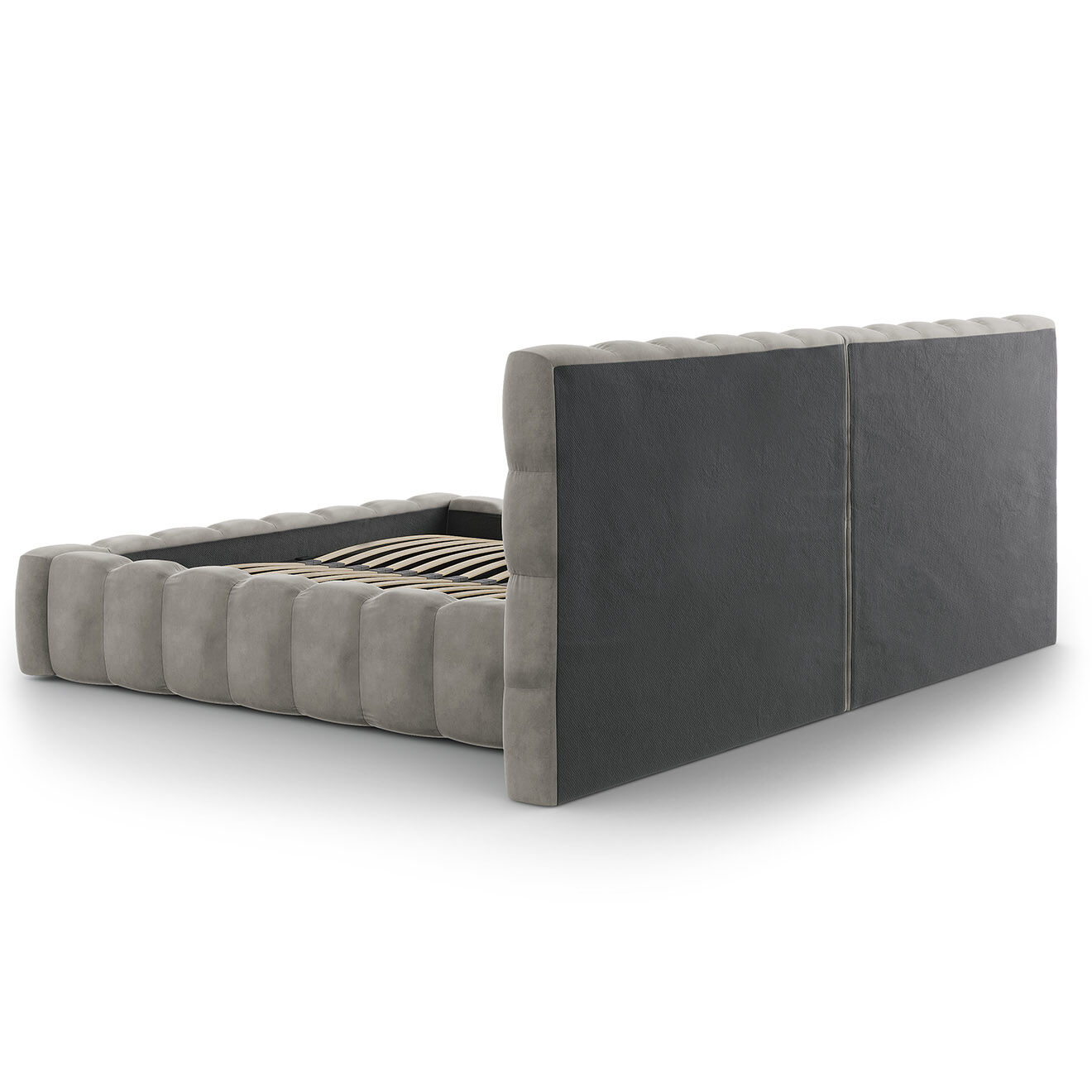 Cosmopolitan Design Lit avec coffre de rangement Bali Velours gris clair - 180x200 cm