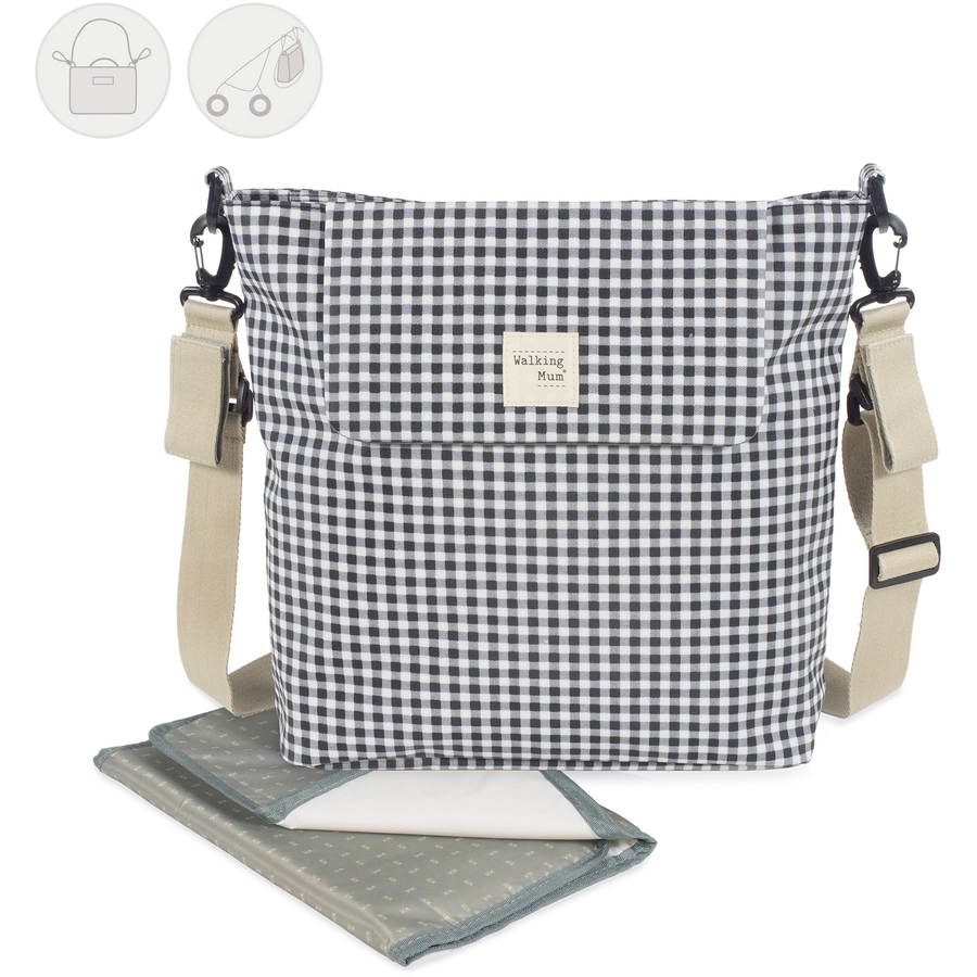 Walking Mum Wickeltasche I Love Vichy Schwarz